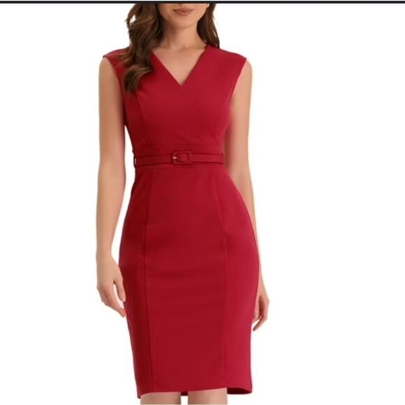 BRAND NEW ENFOCUS STUDIO V-NECK  SLEEVELESS WOMEN'S SHEATH DRESS - Picture 1 of 15